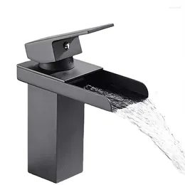 Bathroom Sink Faucets Stainless Steel Accessories Black Chrome And Cold Mixing Faucet Waterfall Washbasin