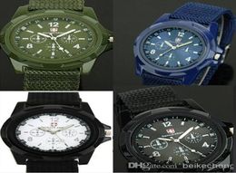 Whole 50pcslot Mix 4colors Cool Summer Men Sport Military Army Pilot Fabric Strap Sports Men Gemius Army Watch SA0013291297