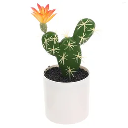 Decorative Flowers Mini Artificial Plants Simulation Cactus Lifelike Plastic Potted Model Desktop Small Potting Decoration Ornament