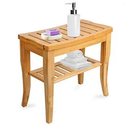 Storage Boxes Wooden Bamboo Shower Bench Seat Organizer Indoor Outdoor Bathroom Decor Shelf Durable Lightweight Stool Easy Assembly