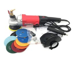 1400W 4quot Electric Stone Hand Wet Polisher Grinder Variable Speed Water Mill CW 7 Pcs 4quot Diamond Polishing Pads7009389