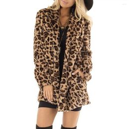 Women's Jackets Fashion Leopard Oversize Fuzzy Women Turn Down Collar Loose Cardigan Coat Autumn Winter Thicken Warm Soft Streetwear Top