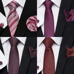 Neck Tie Set Fashion Brand Festive Present Tie Pocket Squares Cufflink Set Necktie For Men Shirt Accessories Gold Plaid