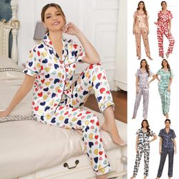 Home Clothing Colourful Wear Women's Imitation Silk Short-sleeved Trousers Pyjamas Summer Air-conditioned Clothes