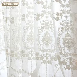 Sheer Curtains Bedroom living room window screen white embroidered European style blank sheer 240517