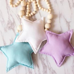 Decorative Figurines Star Pattern Hanging Decoration Kids Room Ornament Lotus Solid Wood Beads/Cotton Cloth Nordic Style Pography Prop Home
