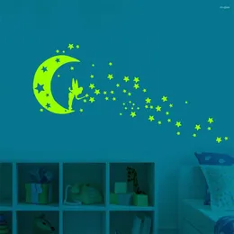 Wall Stickers Luminous Moon Stars Combination 3D Sticker Bedroom Living Room Home Decoration Kids Decals Glow In The Dark