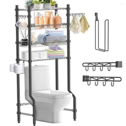 Storage Boxes Adjustable 4 Tier Bathroom Organizer Shelf Rack With Toilet Paper Holder Space Saver Over The Stand