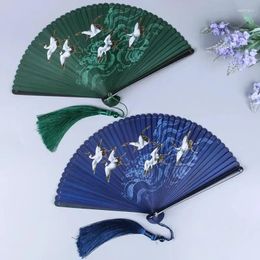 Decorative Figurines Chinese Style Handmade Female Folding Fan Retro Antique Craftsmanship Bamboo All Hollowed Out Painted Gift