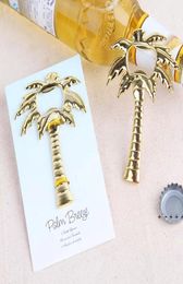 Palm Breeze Chrome Bottle Opener goldcolor Metal Coconut Tree Beer Openers Beach Themed Wedding Favors9895049