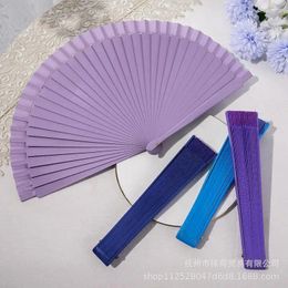 Decorative Figurines Plain Colour Pure Wood Folding Fan Female Modern Minimalist With Props Classical Solid