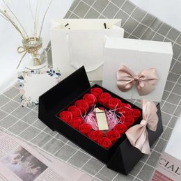 Gift Wrap 16Pcs Rose Flower Jewellery Box Bowknot Valentine's Day Packing With Greeting Cards Wedding Party Display Case