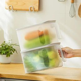 Storage Bottles Fridge Box With Handle Organisers Food Fresh Boxes Bins Home Kitchen Organiser Frosted Transparent