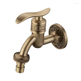 Bathroom Sink Faucets Wall Mount Bibcock Antique Carved Brass Retro Small Tap Decorative Outdoor Garden Faucet Washing Machine Mop WC Taps
