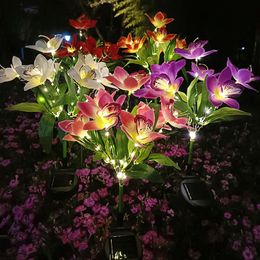 New LED Villa Garden Decoration Outdoor Waterproof Floor Insert Lawn Simulation Flower 7-head Solar Orchid Light