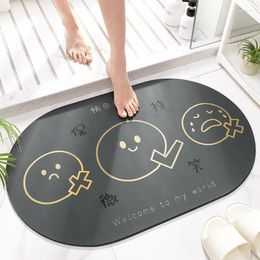 Bath Mats Toilet Floor Non-slip Nappa Diatomaceous Absorbent Soft Quick Dry Doorway Carpet Home Entrance Door Bedroom