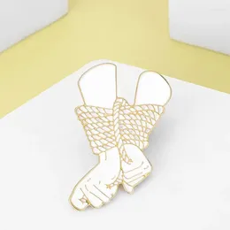 Brooches Harong Tied Hands Lapel Badge Fashion Punk White Enamel Pin Funny Interesting Metal Brooch Jewellery For Friend Christmas Gift