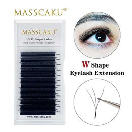 False Eyelashes The most popular Maskaku 12 row W-shaped eyelashes 3D artificial mink fluffy natural long eyelash extension makeup tool Q240510