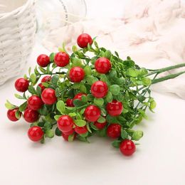 Decorative Flowers Berry Artificial Flower Fruit Cherry Bouquet Fake Pepper Xmas Year's Decor Tree Christmas Decora For Home