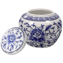 Storage Bottles Blue White Porcelain Tea Kitchen Canister Multi-function Spices Jars Convenient Go Food Containers Lids