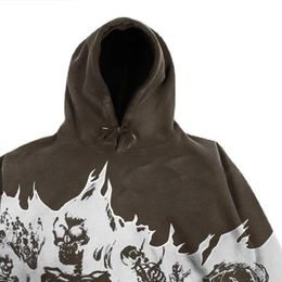 Big promotion Y2K Millennium wind hooded skull traf stitch sweater couple autumn and winter longsleeved coat for men 240429