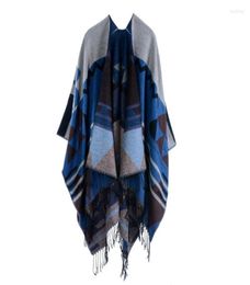 Scarves Winter Warm Plaid Ponchos And Capes For Women Design Oversized Shawls Wraps Cashmere Echarpe Female Bufanda MujerScarves S3135669
