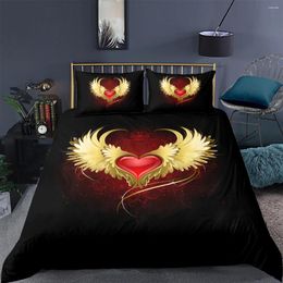 Bedding Sets 3D Duvet Cover Set Comforter Cases Pillow Covers Full Twin Double Single Size Love Pattren Custom Black Bed Linens