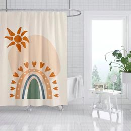 Shower Curtains Nordic Simple Curtain Abstract Geometry Sun Printing Waterproof Home Decoration Belt Hook