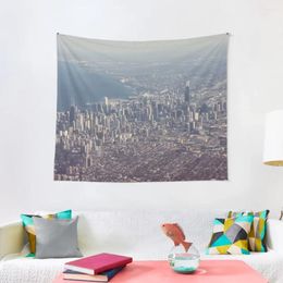 Tapestries Chicago From The Air Colour Po Tapestry Wall Decor Decoration Aesthetic Wallpaper Bedroom Home