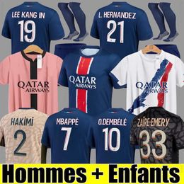 24 25 Maglia Paris Home Away Football jersey Maillot MBAPPE Soccer Jerseys Kit 24/25 Player Version Third Fourth Football Shirt HAKIMI FABIAN VITINHA O DEMBELE