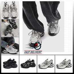 Popular thick soled dad shoes women new China-Chic casual shoes sneakers lace-up free shipping youth lovers new trendy mens sliver unisex sport high quality black