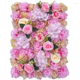 Decorative Flowers Flower Wall Panel 60x40cm Artificial For Wedding Decoration Background Dark Pink Floral Baby Shower