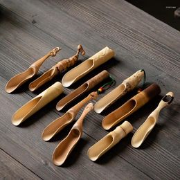 Tea Scoops Handmade Bamboo Scoop Traditional Zen Chinese Teaware Accessories Multi-purpose Kitchen Seasoning Dispenser Tools