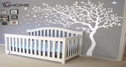 Large White Tree Birds Vintage Wall Decals Removable Nursery Mural Wall Stickers for Kids Living Room Decoration Home Decor 2106157390164