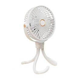 Stroller Fan Clip On For Baby 5-Speed Rechargeable Flexible Tripod Cooling Fan With Night Light Personal Handheld Fan For Baby 240423