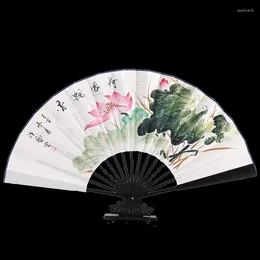 Decorative Figurines Hand Fan Men Xuan Paper Folding Painted Bamboo Fans Chinese Style Classical Gift 33cm Portable Abanicos Para Boda