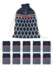 Christmas Decorations Navy Blue Striped Anchor Candy Bags Santa Gift Bag Home Party Navidad Xmas Linen Packing Supplies