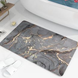 Bath Mats Color Marble Pattern Mat Anti-Slip Quick Drying Shower Dry Absorbent Bathroom Door Home Decor Carpet