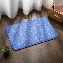 Bath Mats Coral Fleece Stone Printed Solid Colour Door Mat Toilet Bathroom Absorbent Home Porch Balcony Carpet 60 90cm