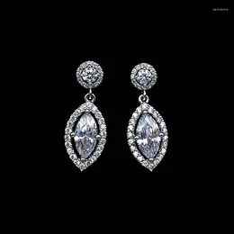 Dangle Earrings Huitan Simple Stylish Marquise Cubic Zirconia Drop Women Silver Colour Fashion Versatile Lady's Ear Jewellery