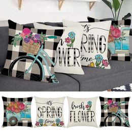 Pillow Custom Decorative Printed Linen Polyester H Square Throw Case Alphabet Pattern Floor Tan Pillows For Couch