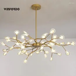 Chandeliers Firefly LED Chandelier Light Tree Branch Pendant Lamp Decorative Hanging For Home (Glass Lampshde -NOT PLASTIC)