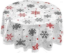Table Cloth Christmas Pattern Big Small Snowflakes Round Tablecloth Printed Lace Cover For Dinning Kitchen Home 60 In Diameter