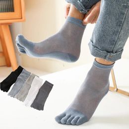 Men's Socks 5 Pairs/lot Five Finger Crew Men Summer Thin Large Mesh Toe Sweat Absorbing Breathable Cotton Split