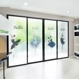 Window Stickers Ballet Dance Studio Custom Size Glass Film Door No Glue Privacy Decals Bathroom Office Sliding Year