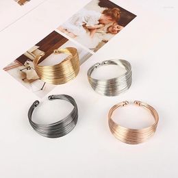 Party Supplies Women's Wide Bracelets Multilayer Metal Wires Strings Open Adjustable Cuff Bangle Accessories