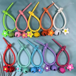 Keychains 1PCS Sweet Candy Color Flowers Bell Keychain Silica Gel Floral Keyring For Girls Bag Pendant Backpack Decoration