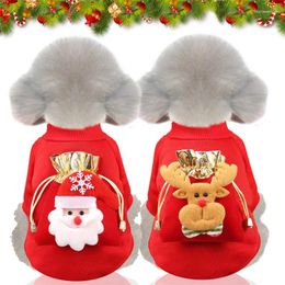 Dog Apparel Pet Christmas Costume Hoodies Dogs Santa Elk Pocket Fleece Two-Legged Sweater Clothes Bag For Puppy Jumpsuit Shitzu Accessories