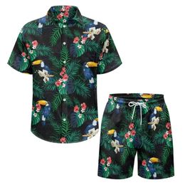 Hawaiian 2Pcs Shirts Suit Men Fashion Tracksuit 3D Print ShirtBeach Shorts Two Piece Sets Hawaii Unisex Clothing 240507