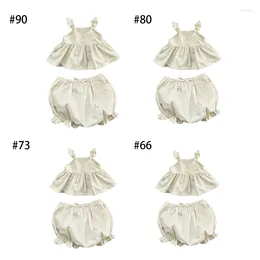 Clothing Sets Two Piece Baby Clothes For Girl Embroidered Ruffle Slip Dress Tops Bread Shorts